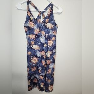 Patagonia Magnolia Spring Floral Dress Twist Back Blue Tropical Summer M